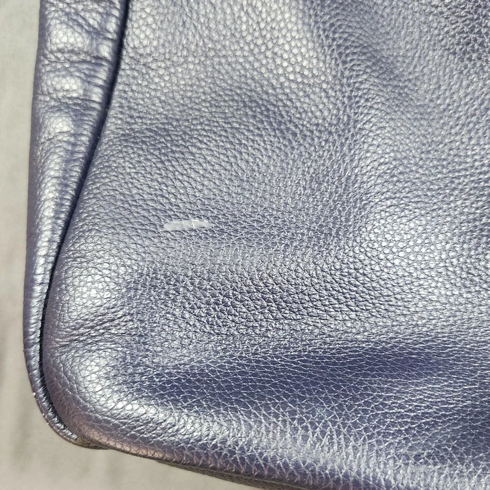 Cole Haan Navy Blue Pebbled Leather Shoulder Bag Purse with Gold-toned Hardware